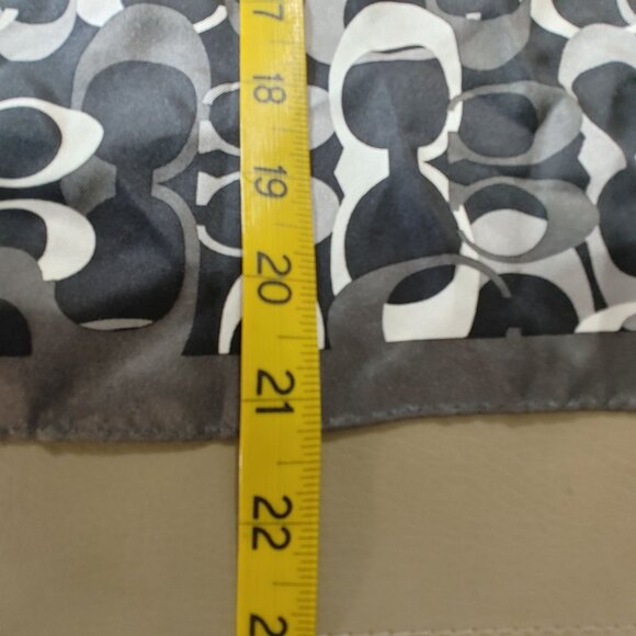 Coach Silk Logo Scarf Monogram Black White Gray Signature Designer Pattern - Picture 5 of 9